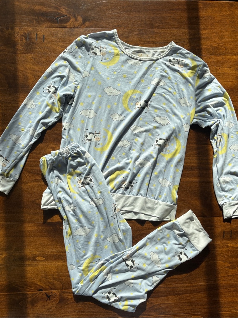 Light Blue Moon & Cow Pajama Set